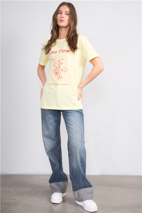 C.K Y26 8944 Fithit Byn B.Yk Regular Baskılı T-shirt U.Sarı