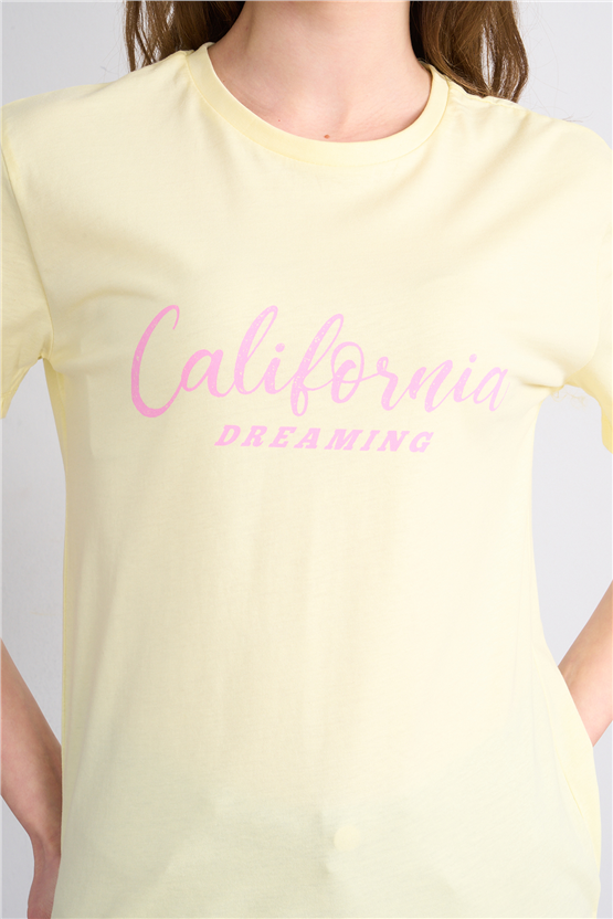 C.K Y26 8945 Fithit Byn B.Yk Regular Baskılı T-shirt U.Sarı
