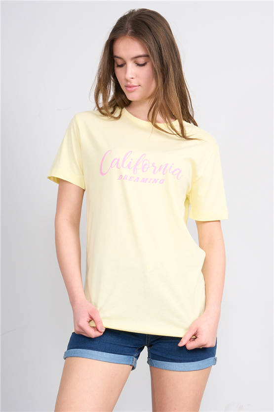 C.K Y26 8945 Fithit Byn B.Yk Regular Baskılı T-shirt U.Sarı