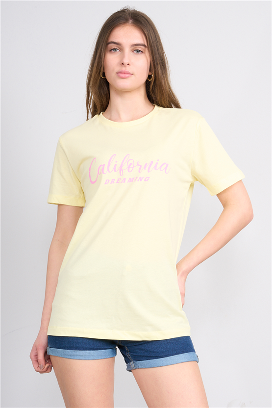 C.K Y26 8945 Fithit Byn B.Yk Regular Baskılı T-shirt U.Sarı