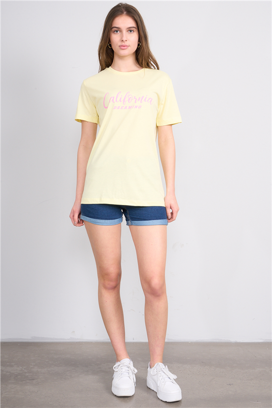 C.K Y26 8945 Fithit Byn B.Yk Regular Baskılı T-shirt U.Sarı