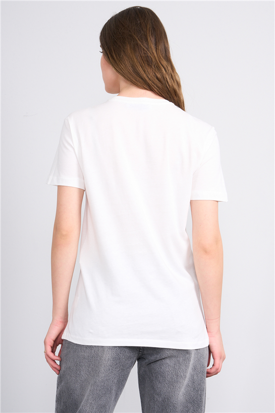 C.K Y26 8950 Fithit Byn B.Yk Regular Nakışlı T-shirt Krem