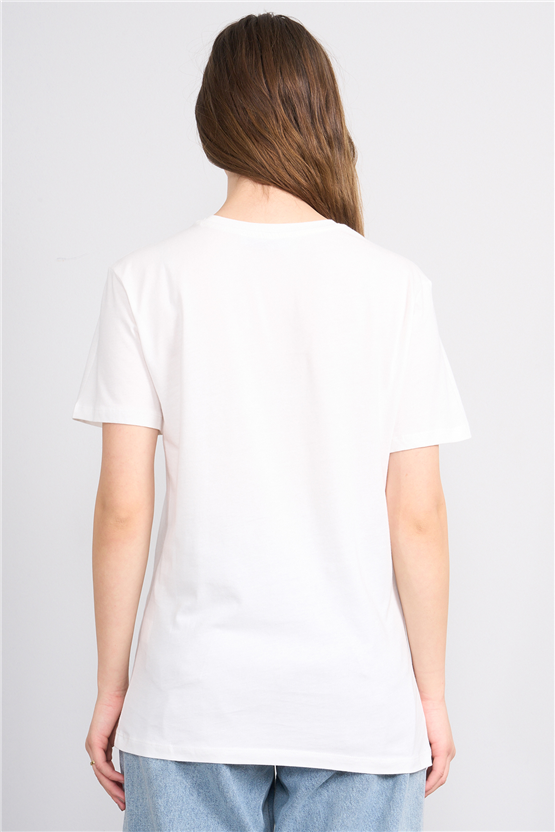 C.K Y26 8951 Fithit Byn B.Yk Regular Nakışlı T-shirt Krem