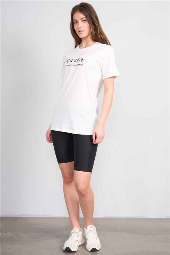 C.K Y26 8956 Fithit Byn B.Yk Regular Nakışlı T-shirt Krem
