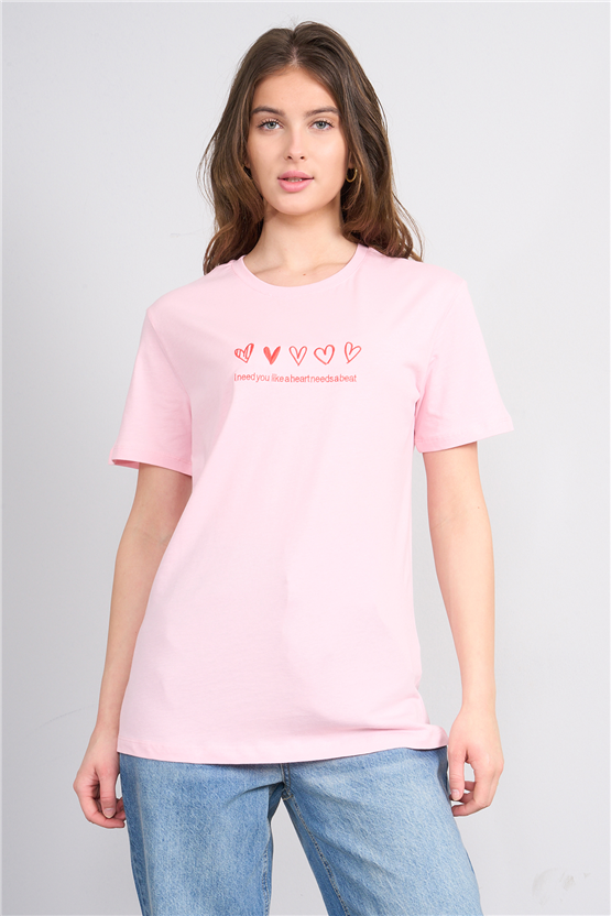 C.K Y26 8956 Fithit Byn B.Yk Regular Nakışlı T-shirt A.Pembe