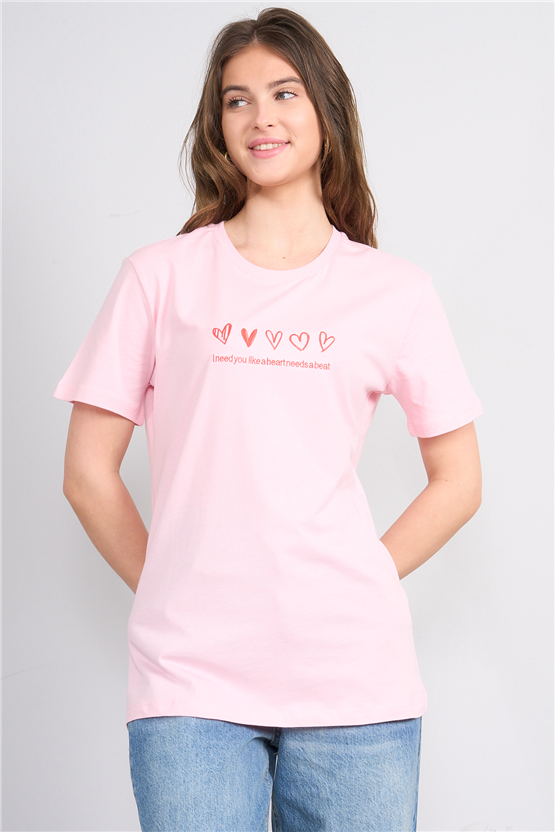 C.K Y26 8956 Fithit Byn B.Yk Regular Nakışlı T-shirt A.Pembe