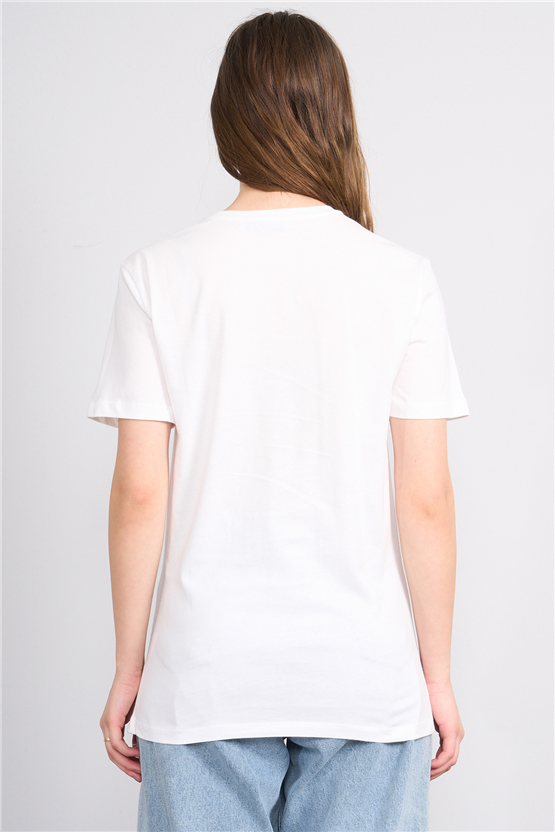 C.K Y26 8957 Fithit Byn B.Yk Regular Nakışlı T-shirt Krem