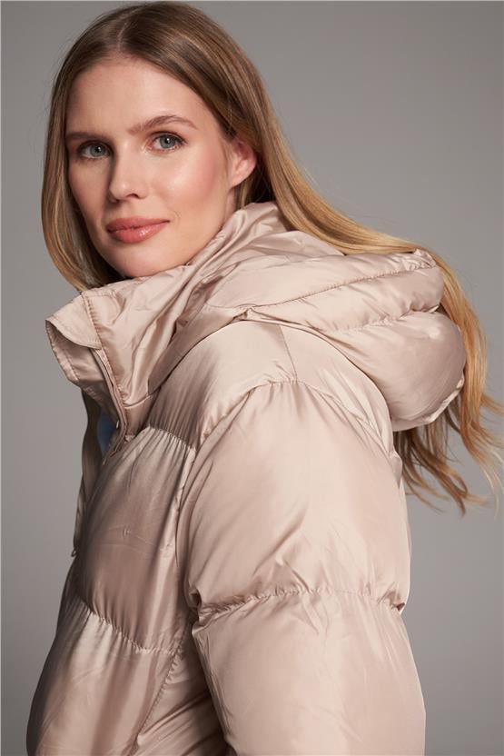 Çetinkaya Fithit 9729 Kapüşonlu Şişme Mont Krem