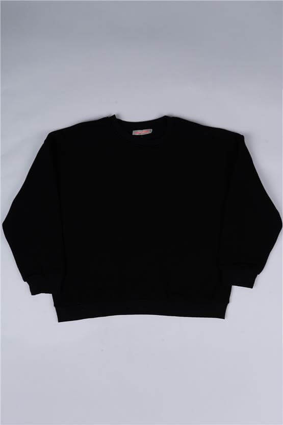 Çetinkaya Fithit Plus 805 Kadın Basic 3 İplik Şardonlu Sweatshirt Siyah