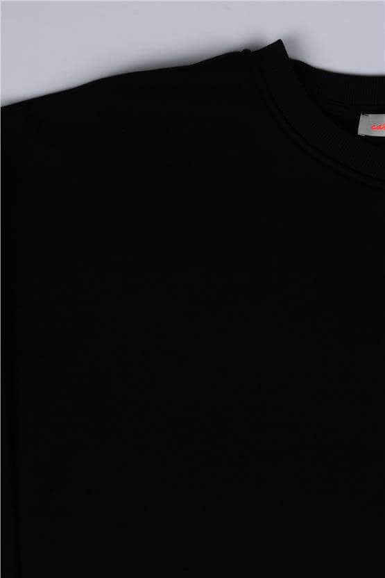 Çetinkaya Fithit Plus 805 Kadın Basic 3 İplik Şardonlu Sweatshirt Siyah