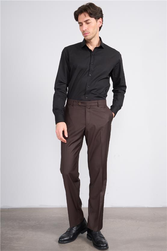 Çetinkaya Mentality 106 Erkek Slim Fit Kalıp Uzun Kol Siyah Gömlek