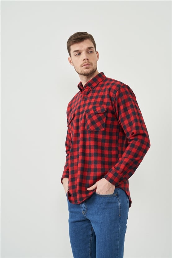 Çetinkaya Mentality 1943 Regular Kalıp Kırmızı Oduncu Gömlek