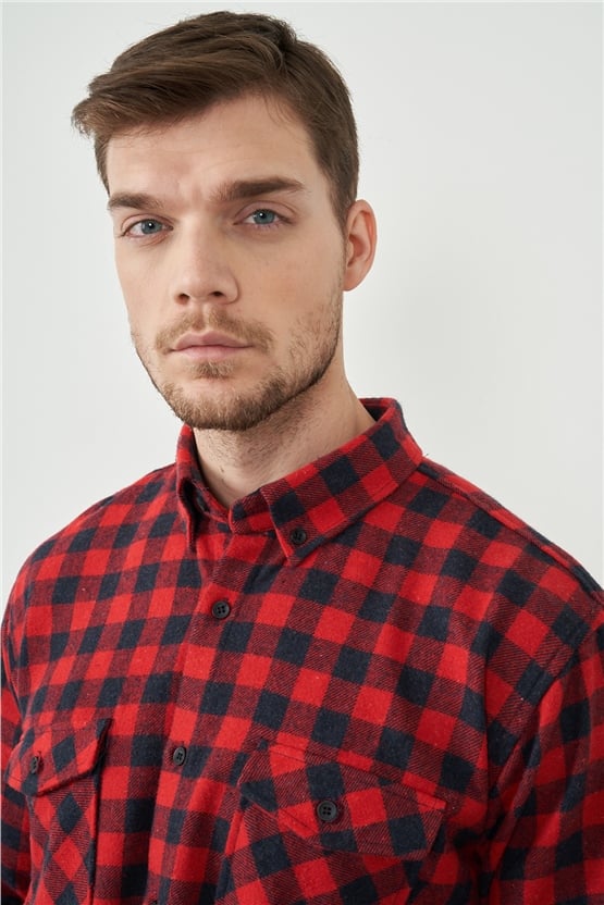 Çetinkaya Mentality 1943 Regular Kalıp Kırmızı Oduncu Gömlek