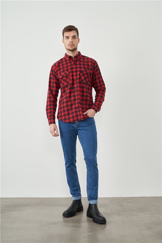 Çetinkaya Mentality 1943 Regular Kalıp Kırmızı Oduncu Gömlek
