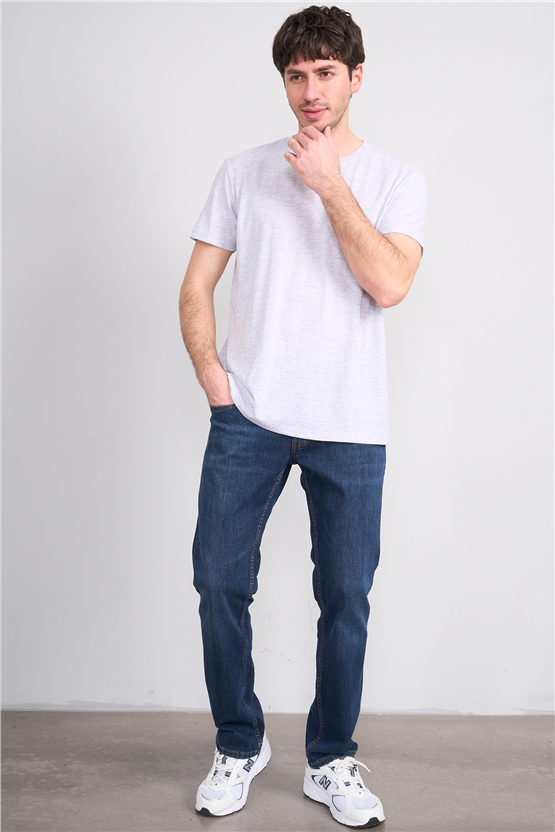 Çetinkaya Mentality 2772 Bisiklet Yaka Slimfit Basic T-shirt Karmelanj