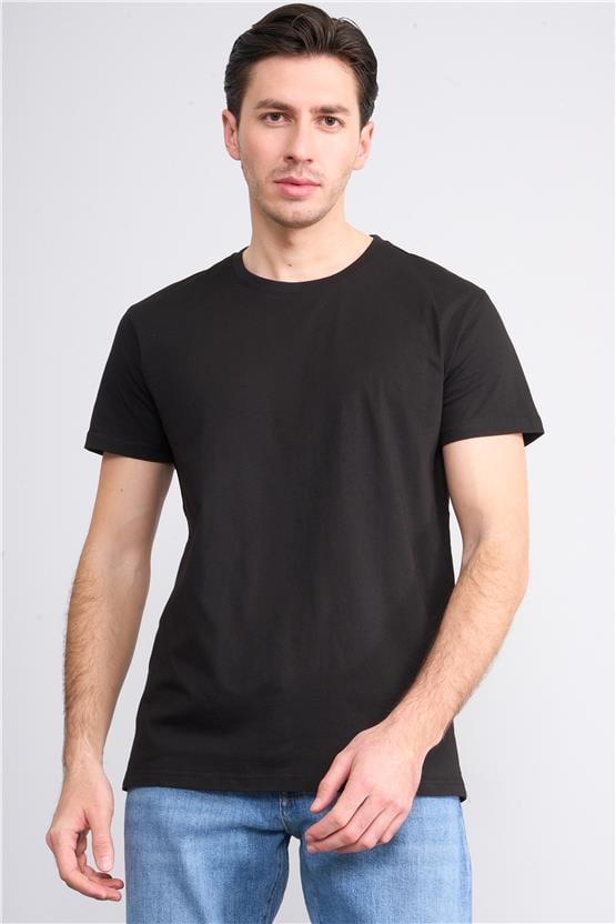 Çetinkaya Mentality 2772 Bisiklet Yaka Basic Siyah T-Shirt