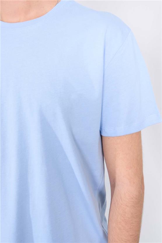 Çetinkaya Mentality 2772  Bisiklet Yaka Basic T-Shirt Açık Mavi