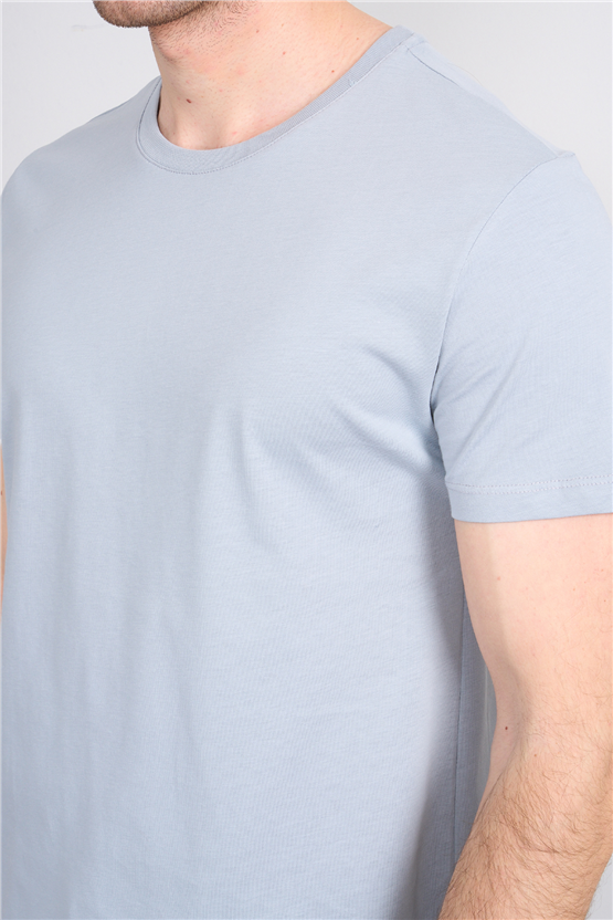Çetinkaya Mentality 2772 Bisiklet Yaka Slimfit Basic T-shirt Düz Açık Gri