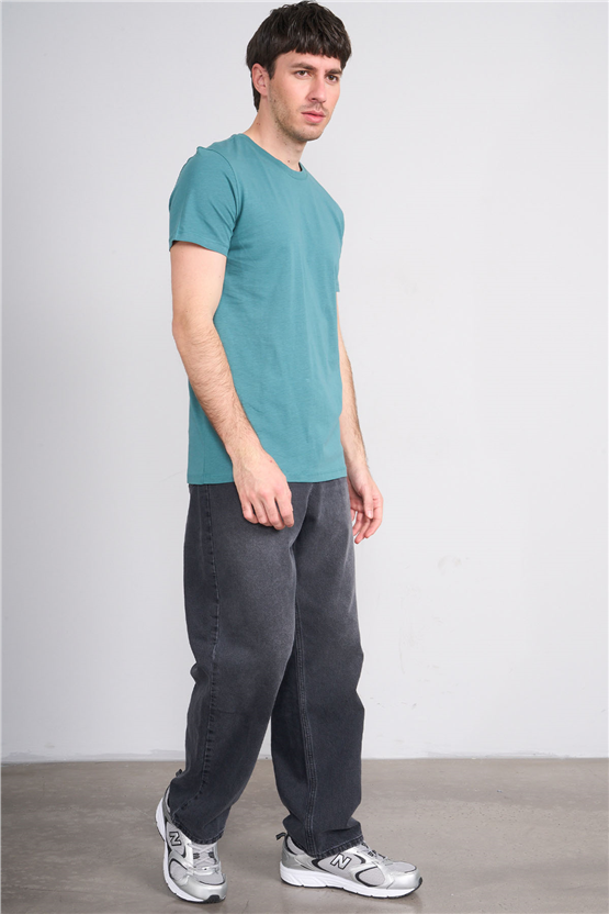 Çetinkaya Mentality 2772 Bisiklet Yaka Slimfit Basic T-shirt Petrol