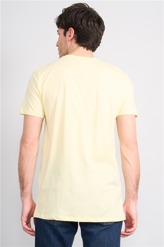 Çetinkaya Mentality 2772 Bisiklet Yaka Slimfit Basic T-shirt Uçuk Sarı