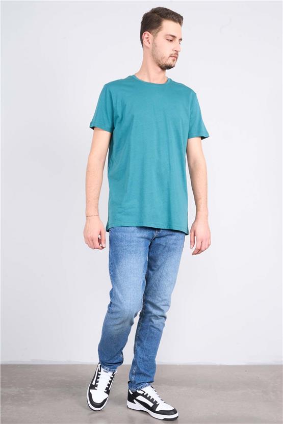 Çetinkaya Mentality 2772 Bisiklet Yaka Penye T-shırt Açık Petrol