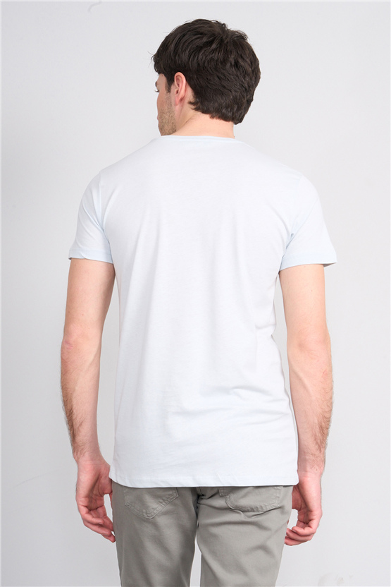 Çetinkaya Mentality 2772 Bisiklet Yaka Slimfit Basic T-shirt Çakıl Taşı