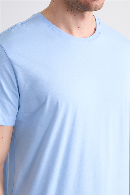 Çetinkaya Mentality 2772 Bisiklet Yaka Slimfit Basic T-shirt Bebe Mavi