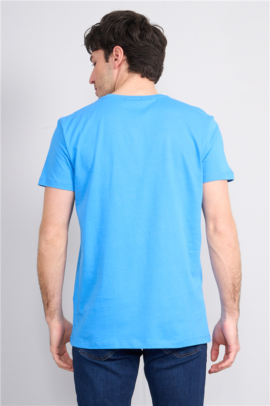 Çetinkaya Mentality 2772 Bisiklet Yaka Slimfit Basic T-shirt Koyu Mavi