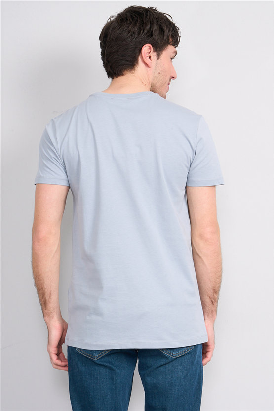 Çetinkaya Mentality 2772 Bisiklet Yaka Slimfit Basic T-shirt Düz Açık Gri