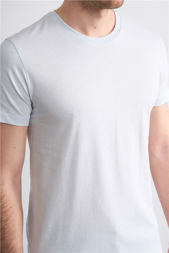 Çetinkaya Mentality 2772 Bisiklet Yaka Slimfit Basic T-shirt Çakıl Taşı