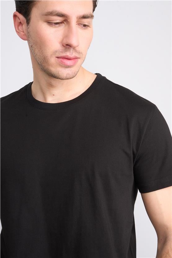 Çetinkaya Mentality 2772 Bisiklet Yaka Basic Siyah T-Shirt