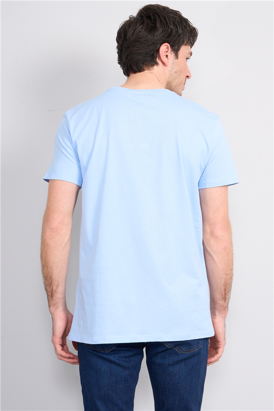 Çetinkaya Mentality 2772 Bisiklet Yaka Slimfit Basic T-shirt Bebe Mavi