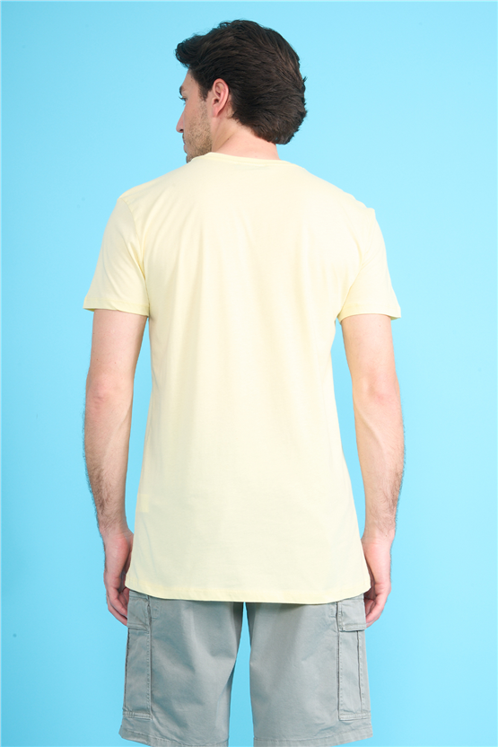 Çetinkaya Mentality 2772 Bisiklet Yaka Slimfit Basic T-shirt Uçuk Sarı