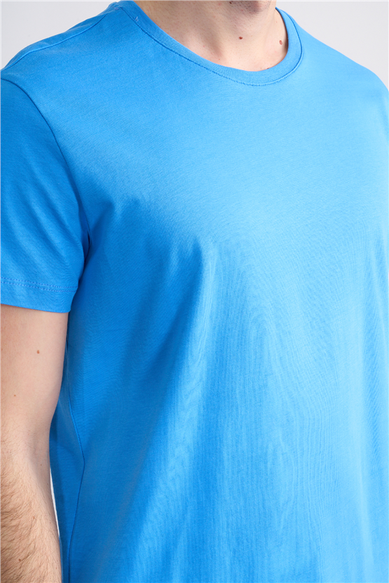 Çetinkaya Mentality 2772 Bisiklet Yaka Slimfit Basic T-shirt Koyu Mavi