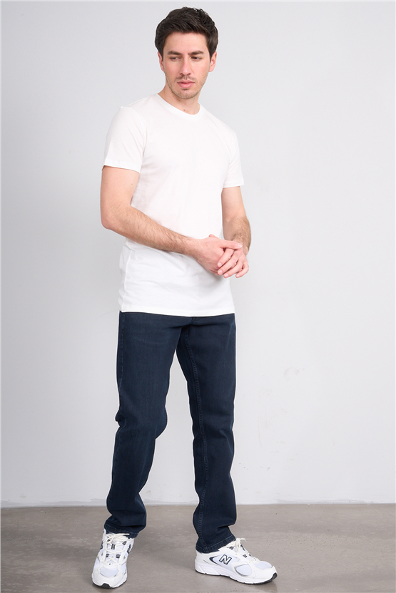 Çetinkaya Mentality 2772 Bisiklet Yaka Slimfit Basic T-shirt Krem