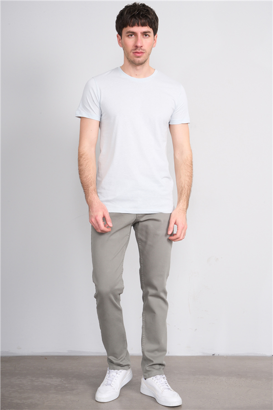 Çetinkaya Mentality 2772 Bisiklet Yaka Slimfit Basic T-shirt Çakıl Taşı