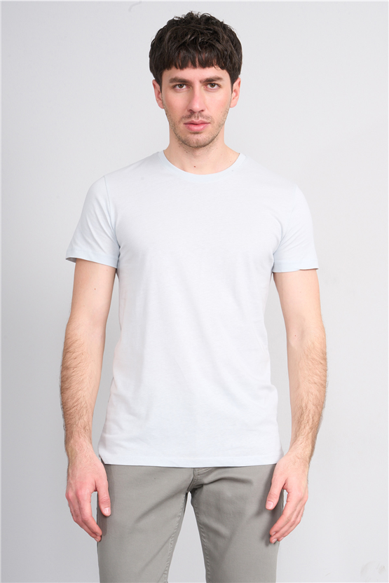 Çetinkaya Mentality 2772 Bisiklet Yaka Slimfit Basic T-shirt Çakıl Taşı