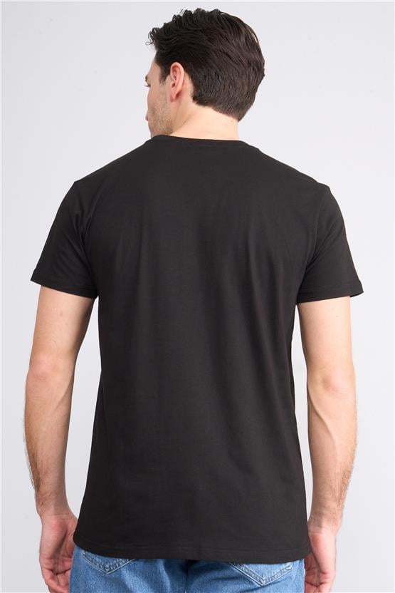 Çetinkaya Mentality 2772 Bisiklet Yaka Basic Siyah T-Shirt
