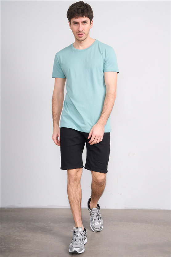 Çetinkaya Mentality 2772 Bisiklet Yaka Slimfit Basic T-shirt Açık Petrol