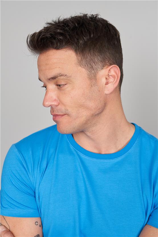 Çetinkaya Mentality 2772 Erkek Bisiklet Yaka Basic T-Shirt Kobalt