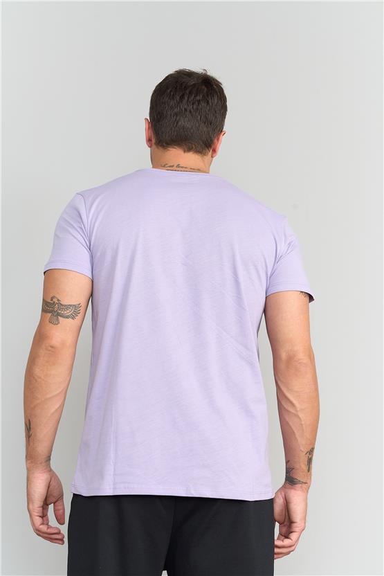 Çetinkaya Mentality 2772 Erkek V Yaka Basic T-Shirt Açık Lila