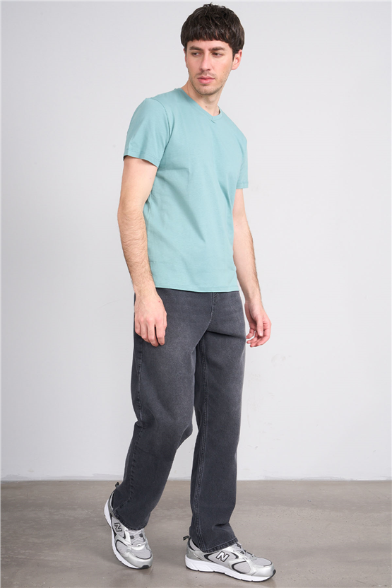 Çetinkaya Mentality 2772 V Yaka Slimfit Basic T-shirt Açık Petrol