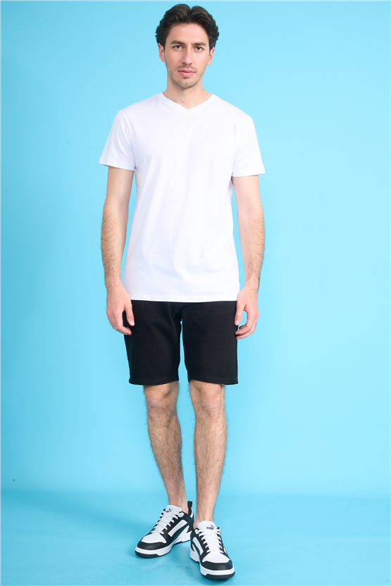 Çetinkaya Mentality 2772 V Yaka Slimfit Basic T-shirt Beyaz