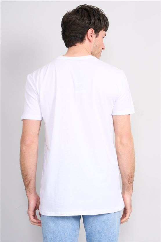 Çetinkaya Mentality 2772 V Yaka Slimfit Basic T-shirt Beyaz
