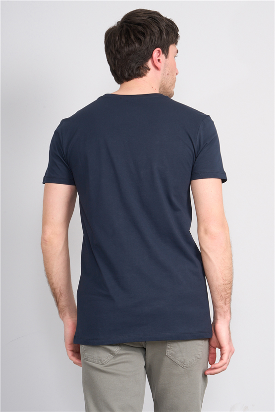 Çetinkaya Mentality 2772 V Yaka Slimfit Basic T-shirt Lacivert