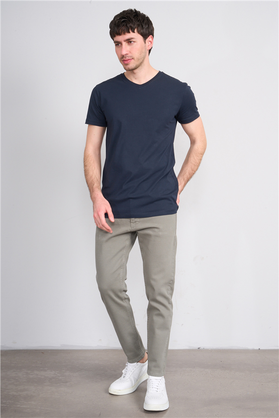 Çetinkaya Mentality 2772 V Yaka Slimfit Basic T-shirt Lacivert