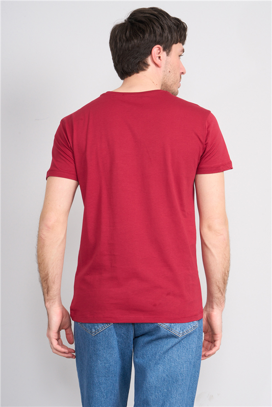 Çetinkaya Mentality 2772 V Yaka Slimfit Basic T-shirt Bordo