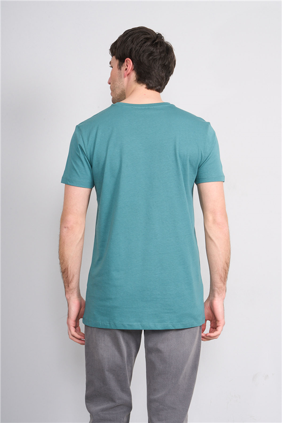 Çetinkaya Mentality 2772 V Yaka Slimfit Basic T-shirt Petrol