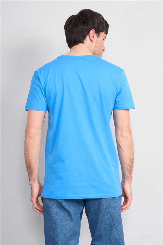 Çetinkaya Mentality 2772 V Yaka Slimfit Basic T-shirt Koyu Mavi