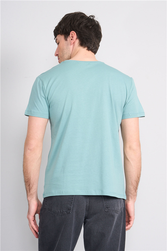 Çetinkaya Mentality 2772 V Yaka Slimfit Basic T-shirt Açık Petrol